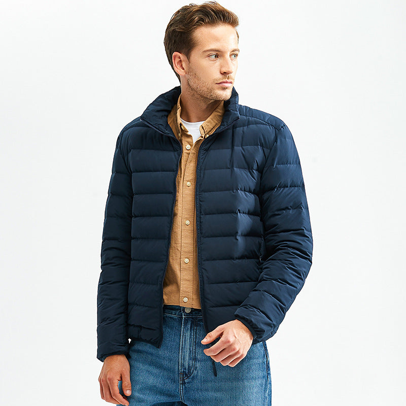 QEZER Men's Down Jacket Reversible Puffer Coat Packable Warm