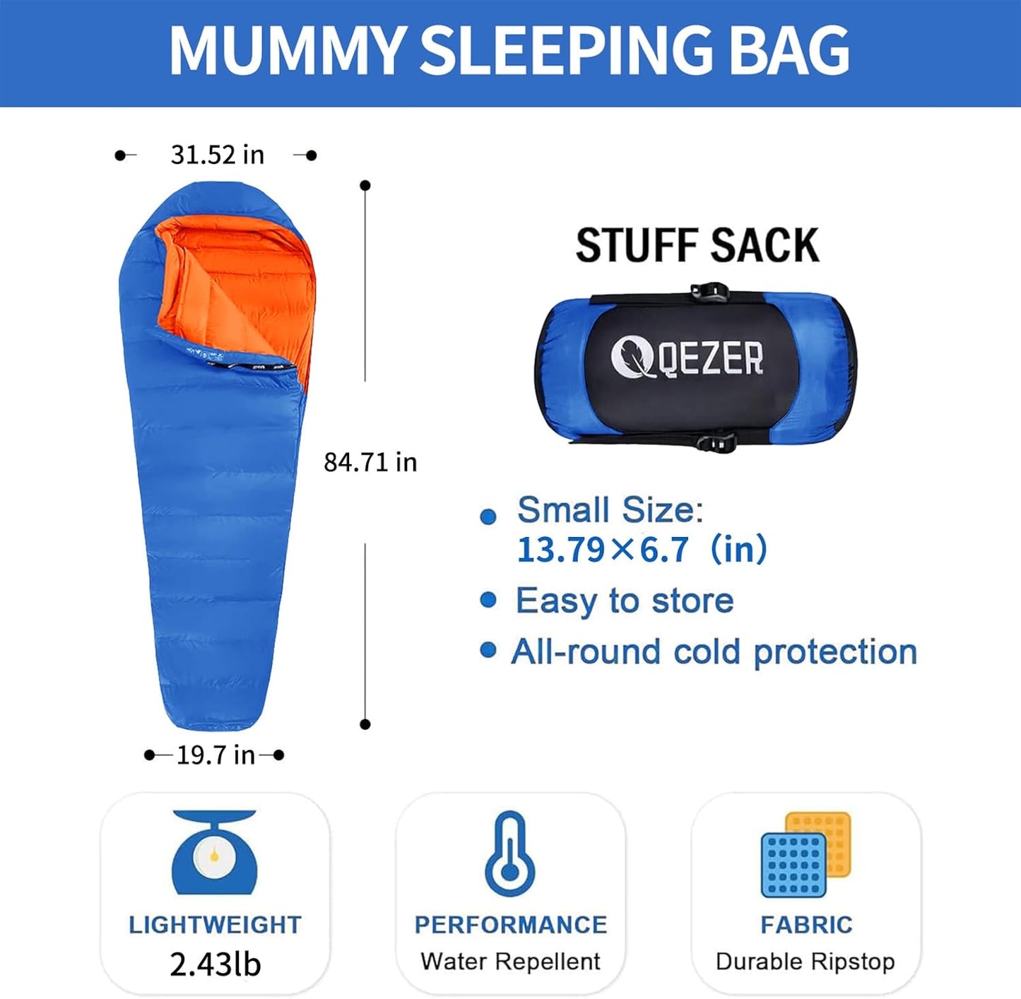 3 Season Mummy Down Sleeping Bag(QDM-500)