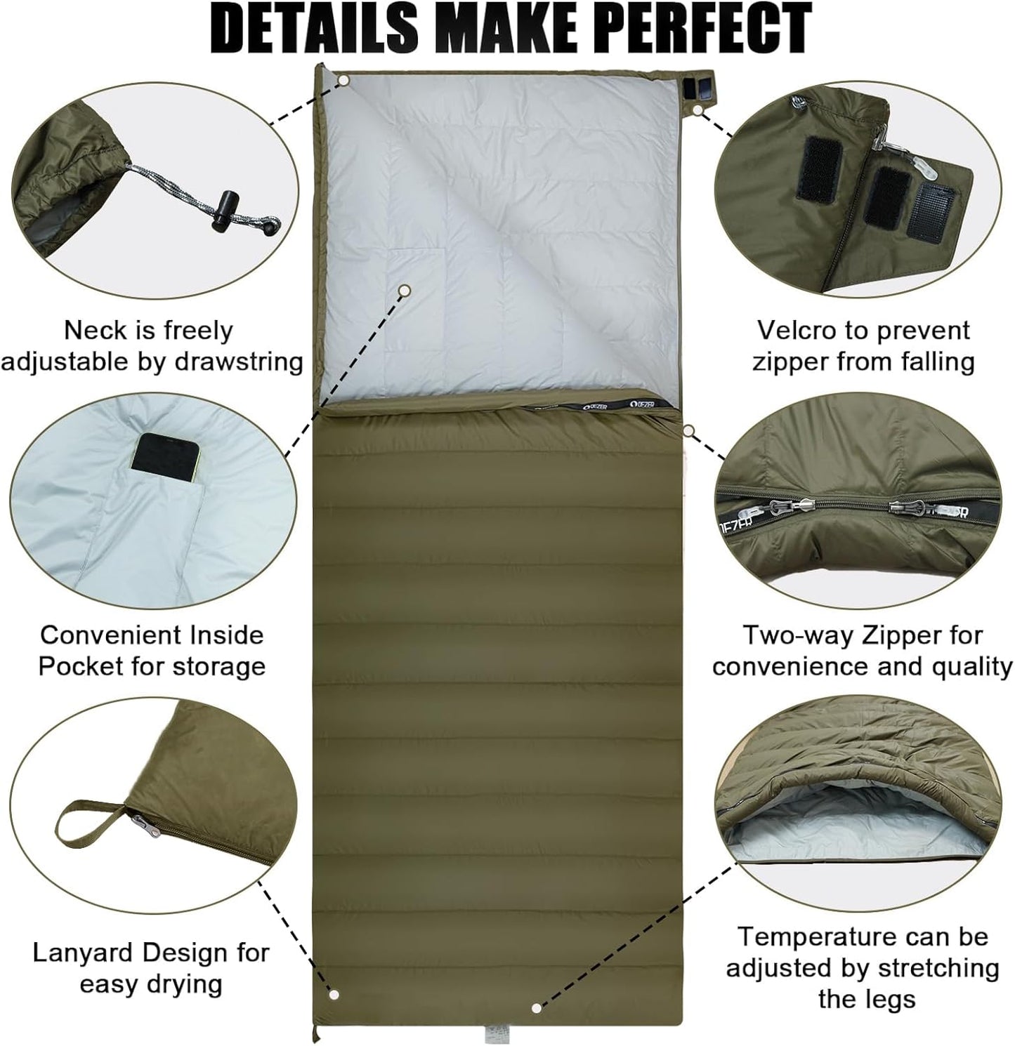 QEZER  Down Sleeping Bag for 4 Season（QDE-B1000）