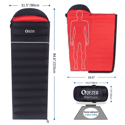 QEZER Rectangular Down Sleeping Bag（QDE-800）
